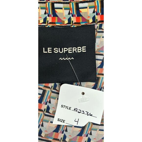 Le Superbe Faux Wrap Dress in Geometric Print NWT Size 4 - Picture 4 of 5